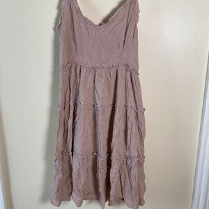 SIM & SAM Women's Summer Sleeveless Pink/Cream Midi Dress Lined Flowy Size M